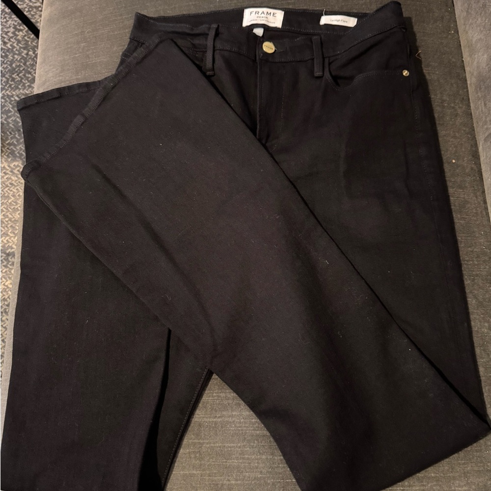 Frame Denim Women's Le High Flare Leg Black Jeans